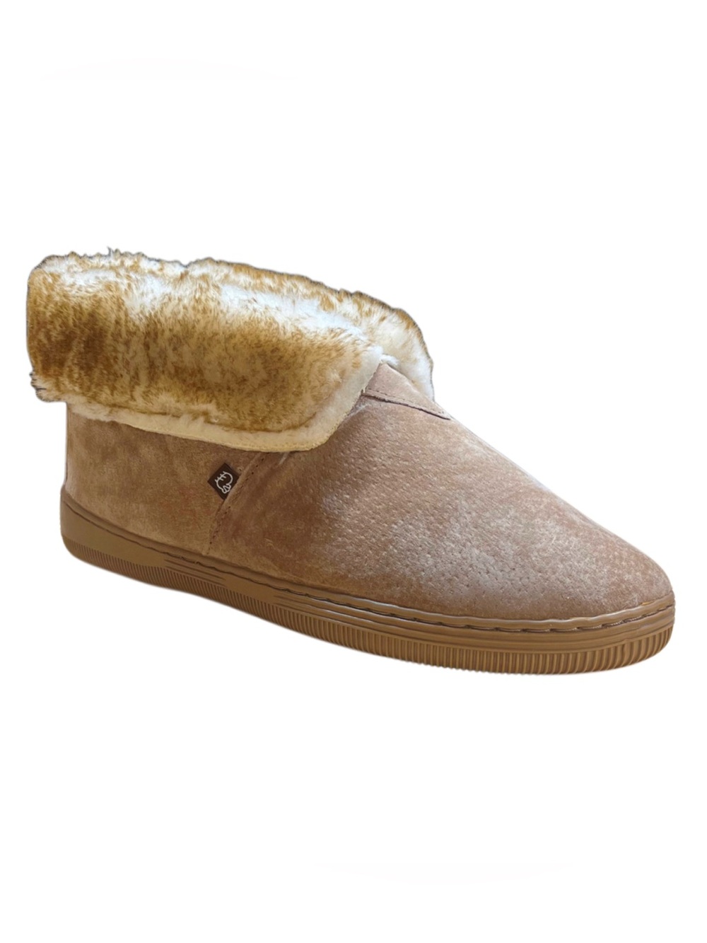 Lamo Womans Tan Suede Shearling Lined Slippers Sz 8